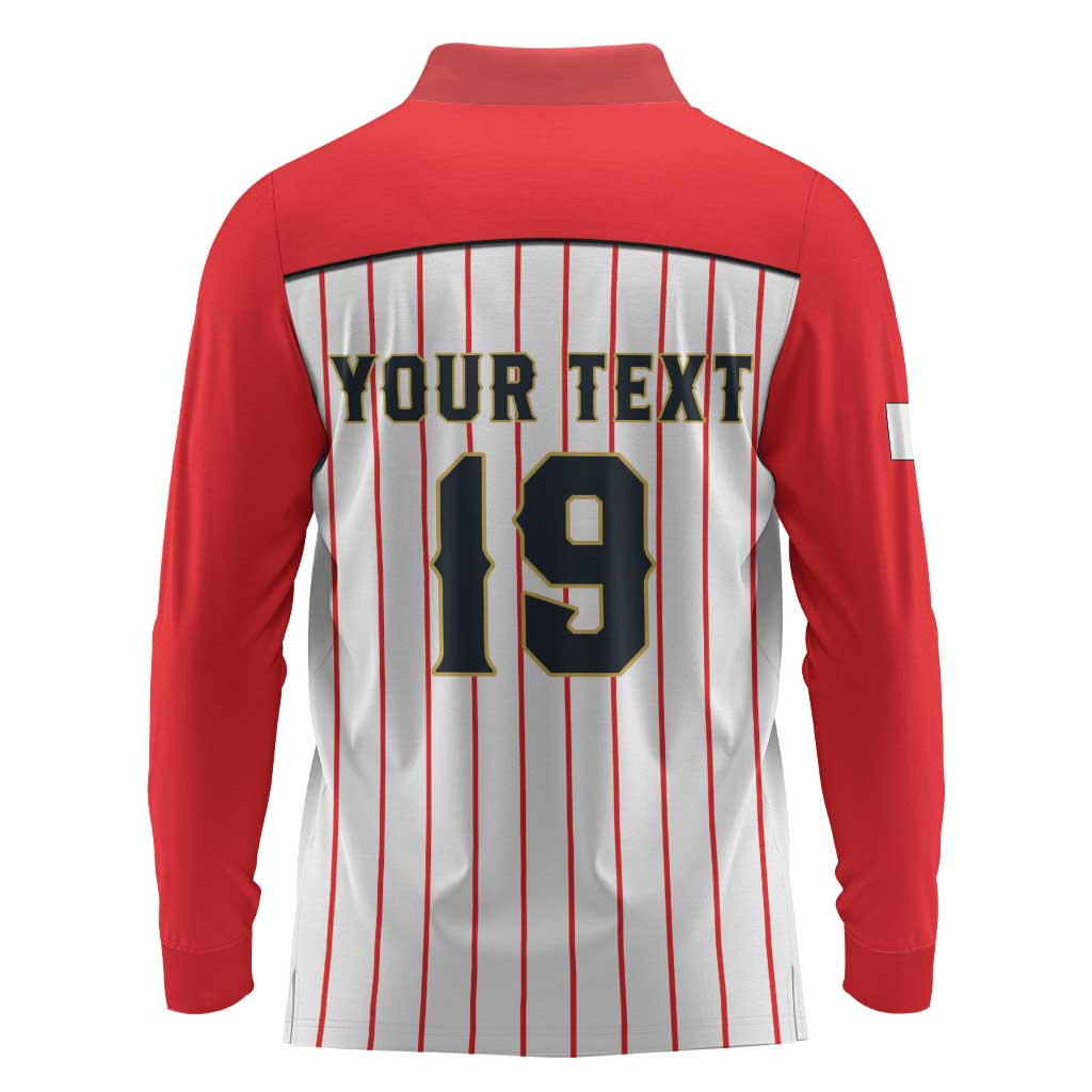 Japan Baseball Custom Long Sleeve Polo Shirt Japanese Flag Mascot Design