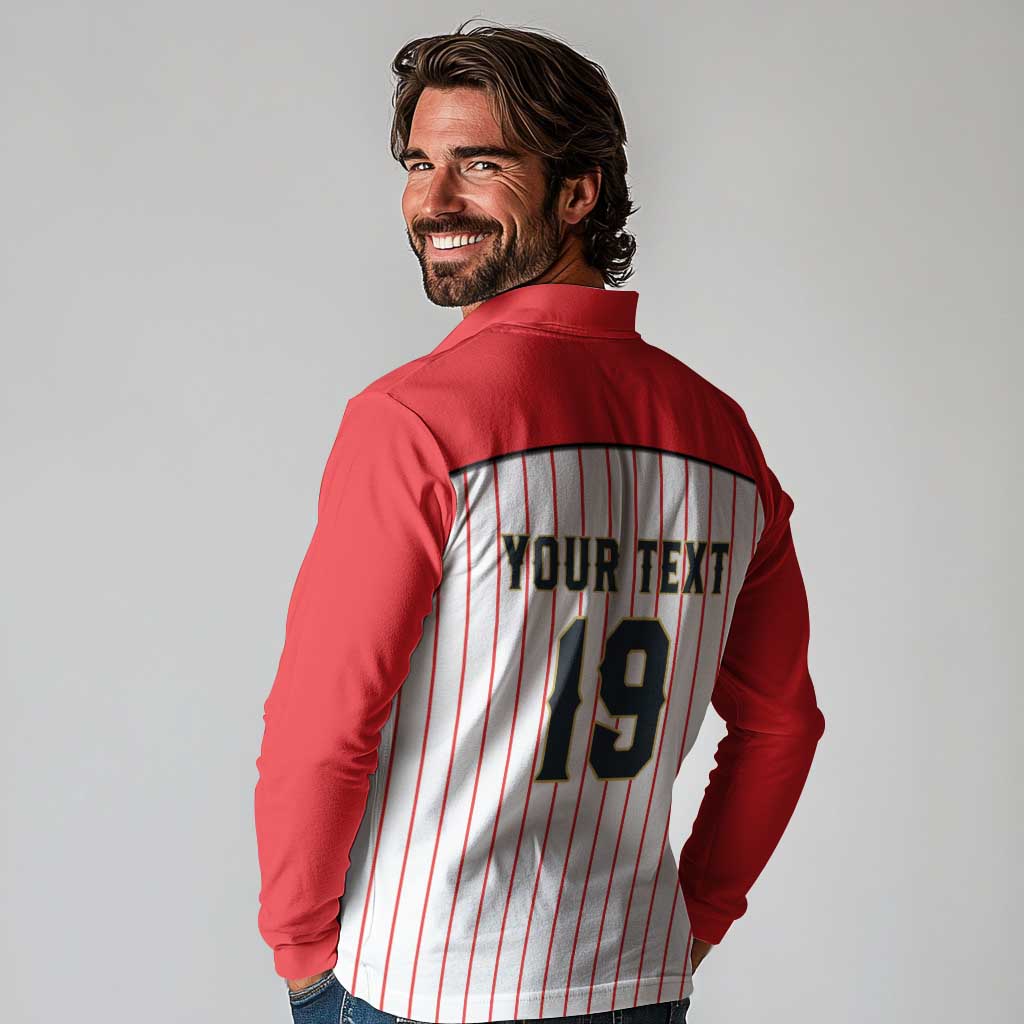 Japan Baseball Custom Long Sleeve Polo Shirt Japanese Flag Mascot Design