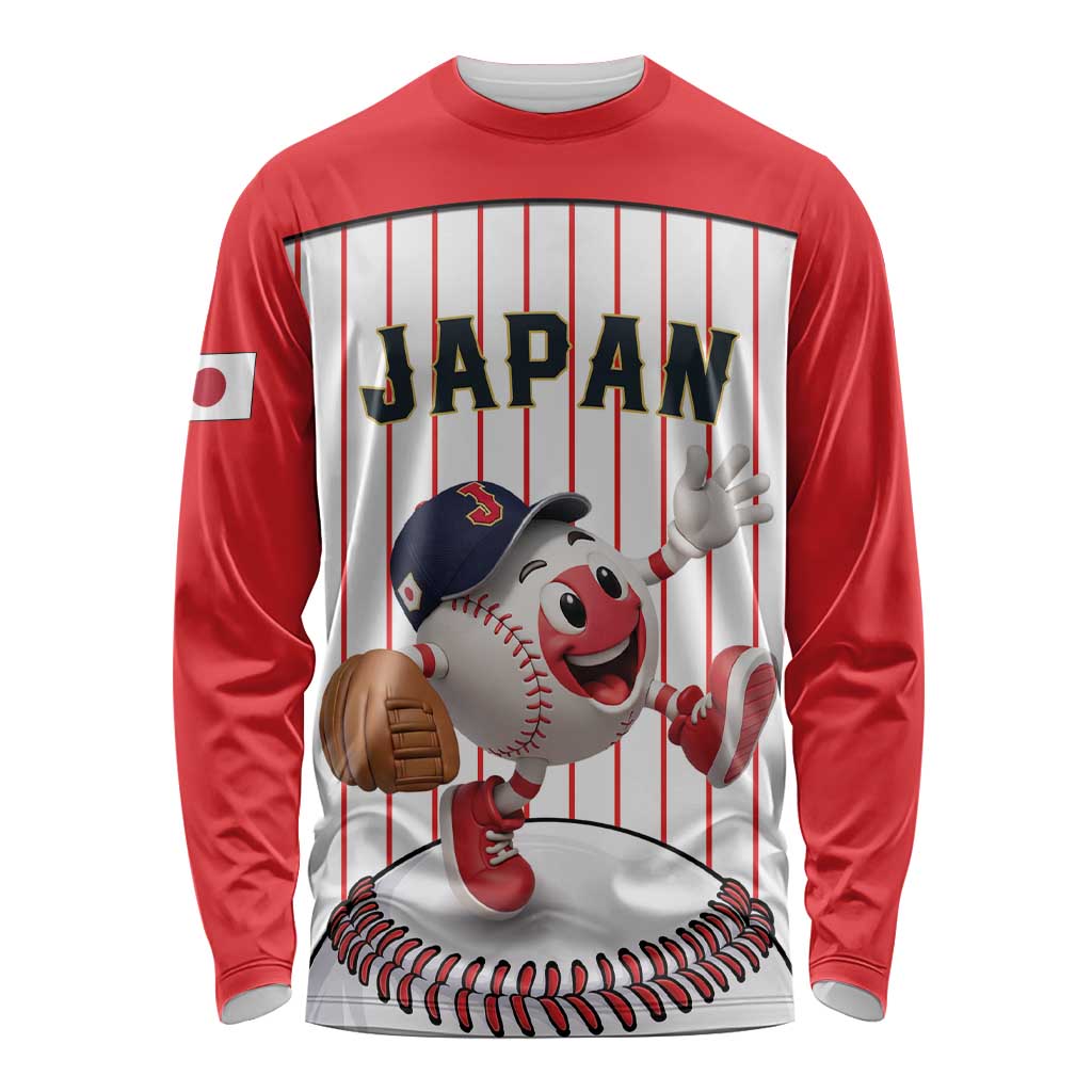 Japan Baseball Custom Long Sleeve Shirt Japanese Flag Mascot Design
