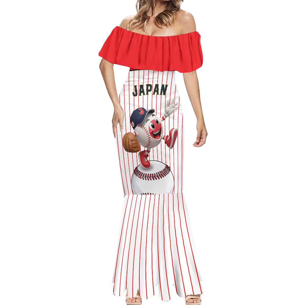 Japan Baseball Custom Mermaid Dress Japanese Flag Mascot Design