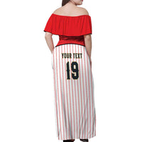 Japan Baseball Custom Off Shoulder Maxi Dress Japanese Flag Mascot Design