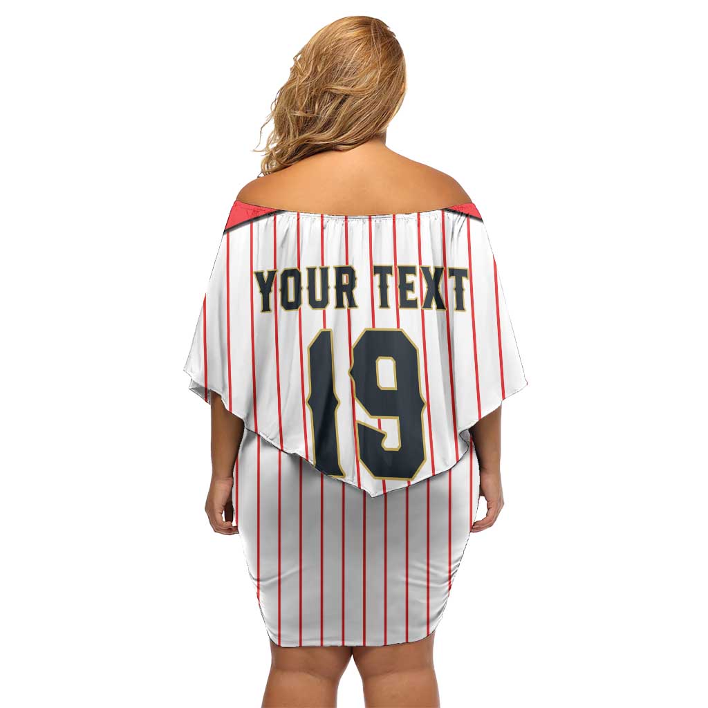 Japan Baseball Custom Off Shoulder Short Dress Japanese Flag Mascot Design