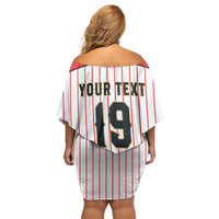 Japan Baseball Custom Off Shoulder Short Dress Japanese Flag Mascot Design