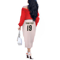 Japan Baseball Custom Off The Shoulder Long Sleeve Dress Japanese Flag Mascot Design