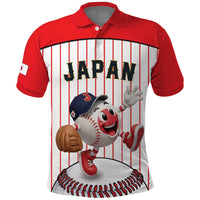 Japan Baseball Custom Polo Shirt Japanese Flag Mascot Design