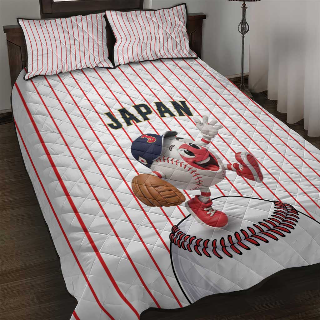 Japan Baseball Quilt Bed Set Japanese Flag Mascot Design