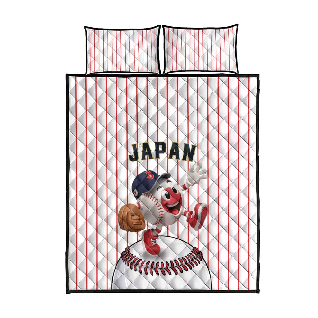 Japan Baseball Quilt Bed Set Japanese Flag Mascot Design
