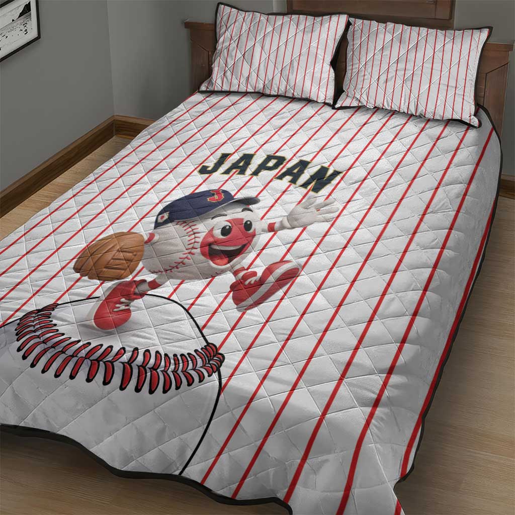 Japan Baseball Quilt Bed Set Japanese Flag Mascot Design