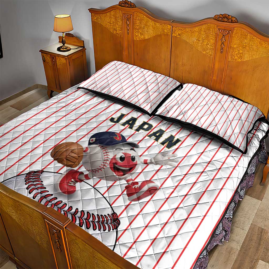 Japan Baseball Quilt Bed Set Japanese Flag Mascot Design