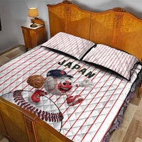 Japan Baseball Quilt Bed Set Japanese Flag Mascot Design