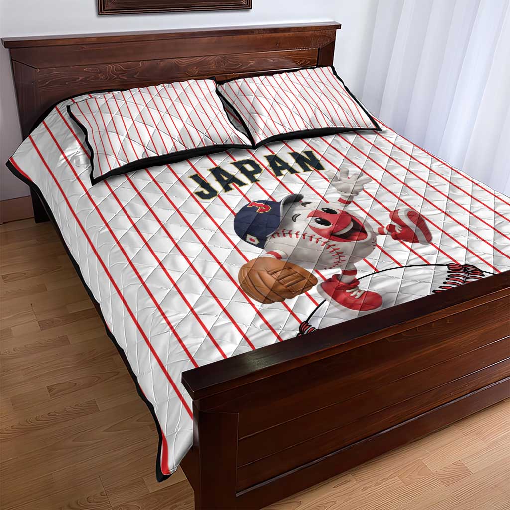 Japan Baseball Quilt Bed Set Japanese Flag Mascot Design