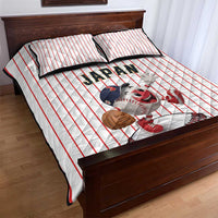 Japan Baseball Quilt Bed Set Japanese Flag Mascot Design