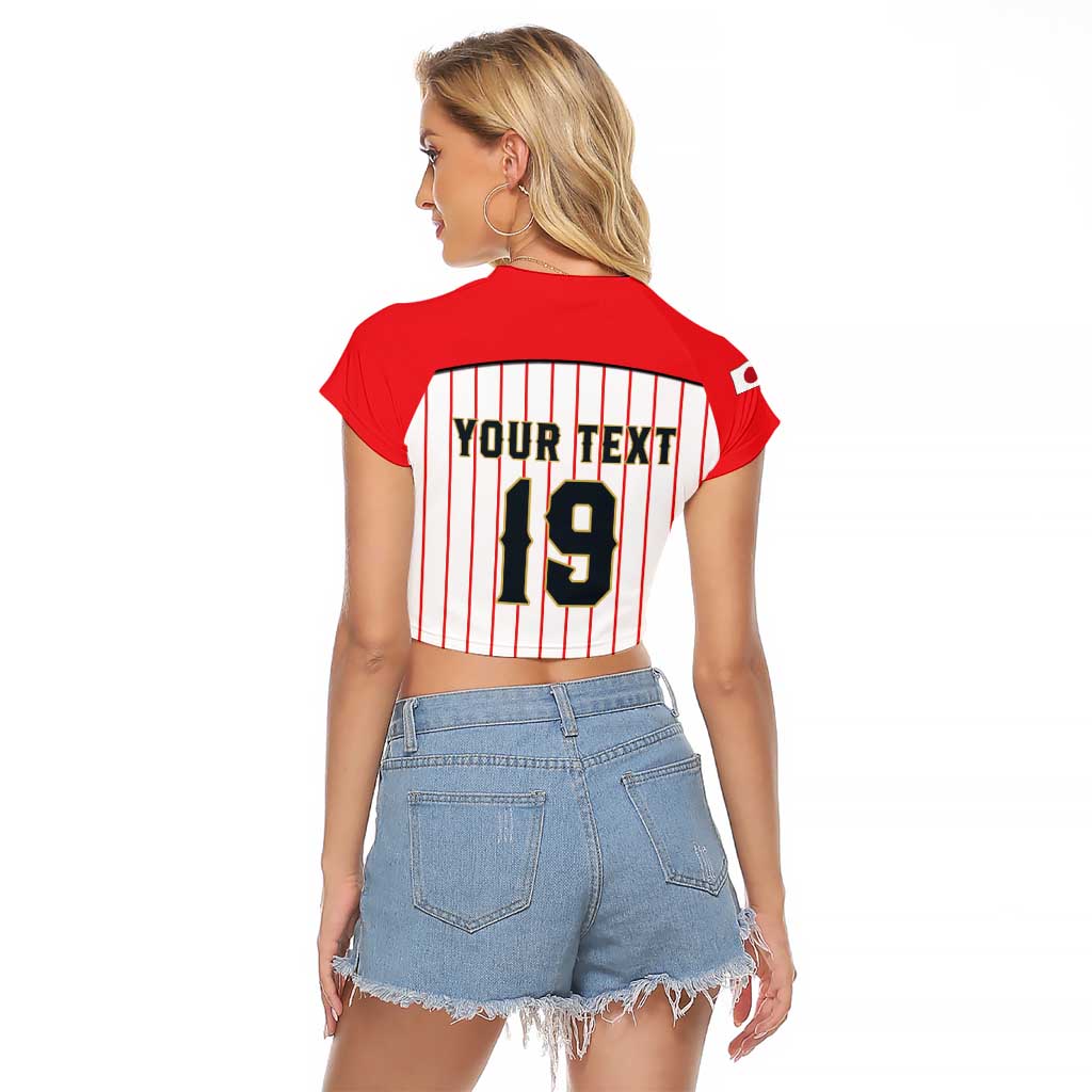 Japan Baseball Custom Raglan Cropped T Shirt Japanese Flag Mascot Design