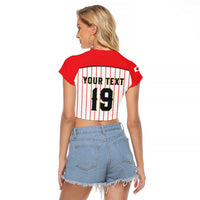 Japan Baseball Custom Raglan Cropped T Shirt Japanese Flag Mascot Design