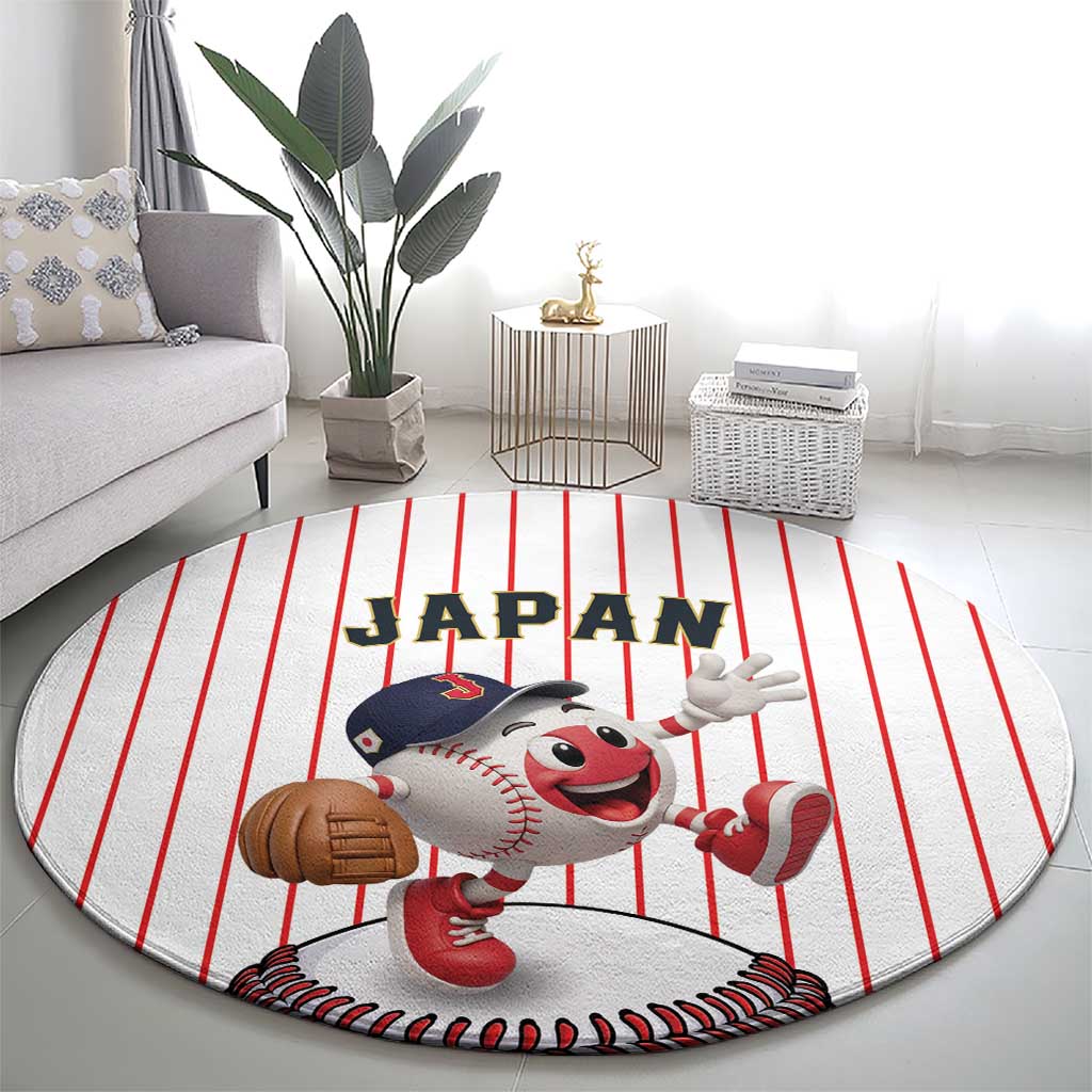Japan Baseball Round Carpet Japanese Flag Mascot Design