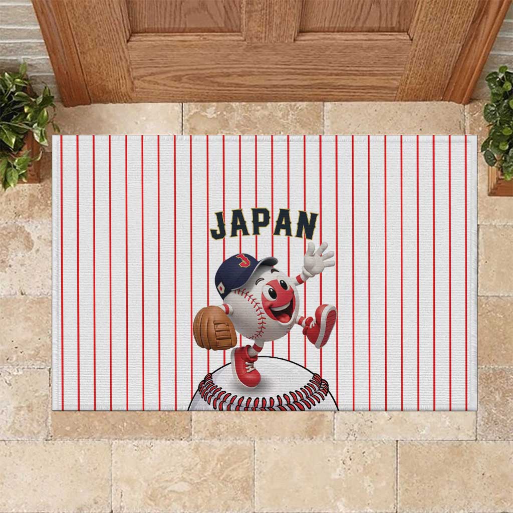 Japan Baseball Rubber Doormat Japanese Flag Mascot Design