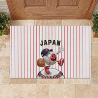Japan Baseball Rubber Doormat Japanese Flag Mascot Design