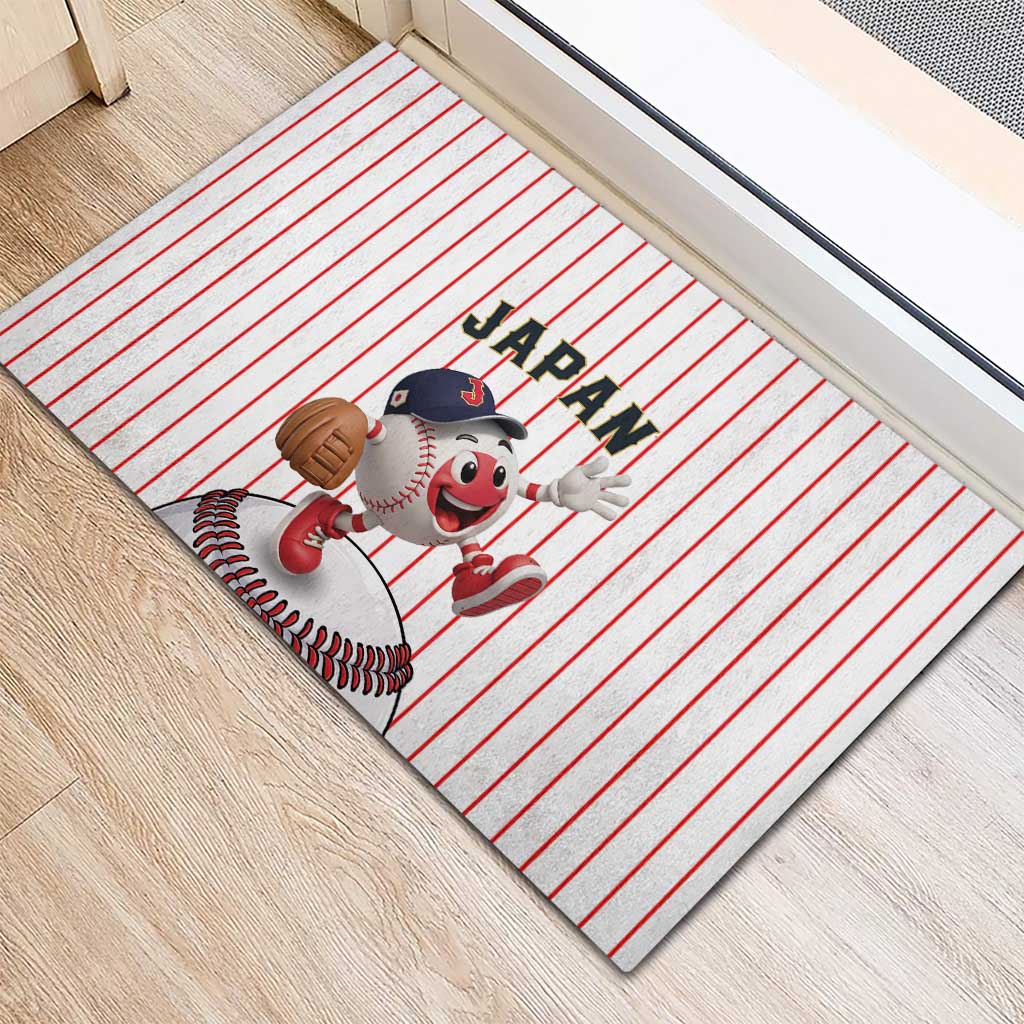 Japan Baseball Rubber Doormat Japanese Flag Mascot Design