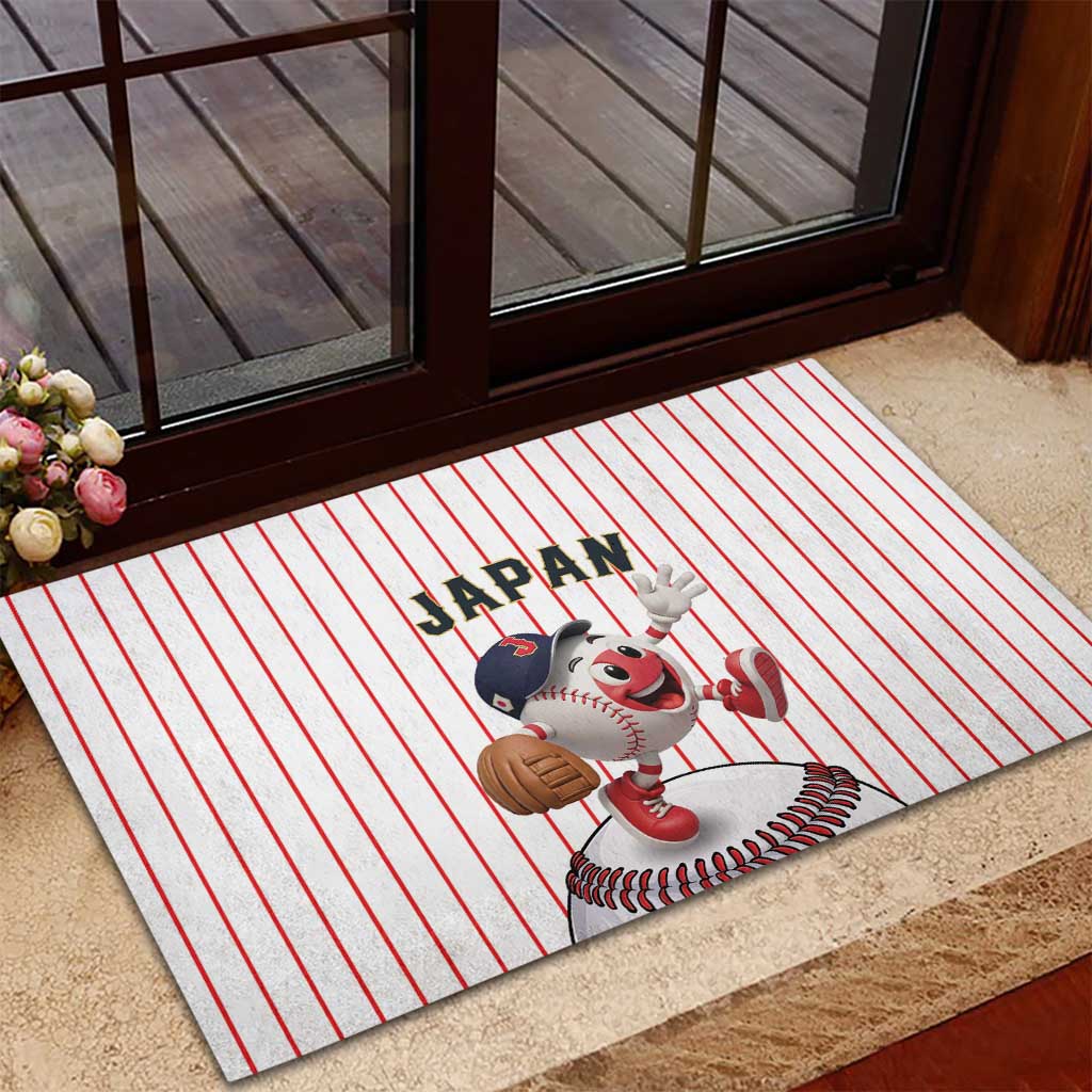 Japan Baseball Rubber Doormat Japanese Flag Mascot Design