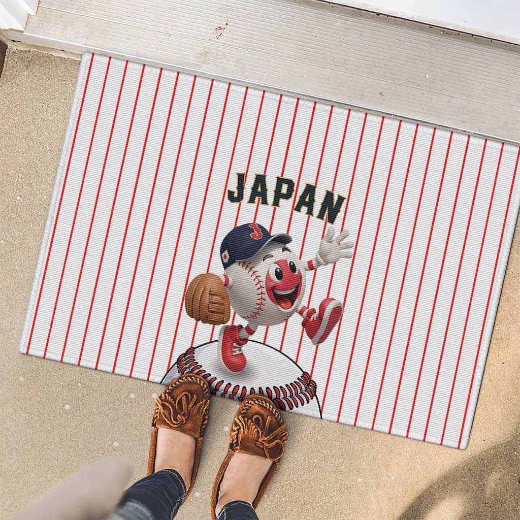 Japan Baseball Rubber Doormat Japanese Flag Mascot Design