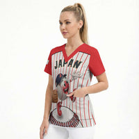 Japan Baseball Custom Scrub Top Japanese Flag Mascot Design
