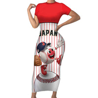 Japan Baseball Custom Short Sleeve Bodycon Dress Japanese Flag Mascot Design