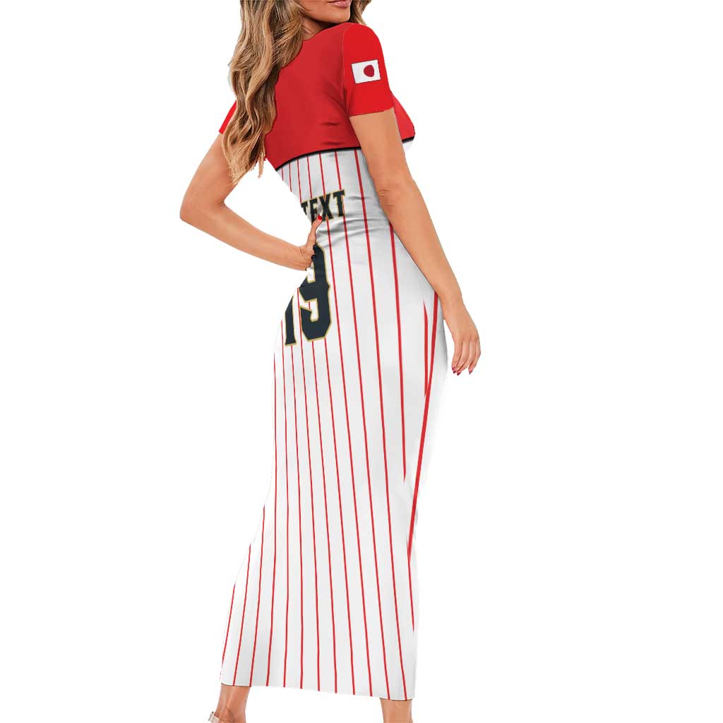 Japan Baseball Custom Short Sleeve Bodycon Dress Japanese Flag Mascot Design