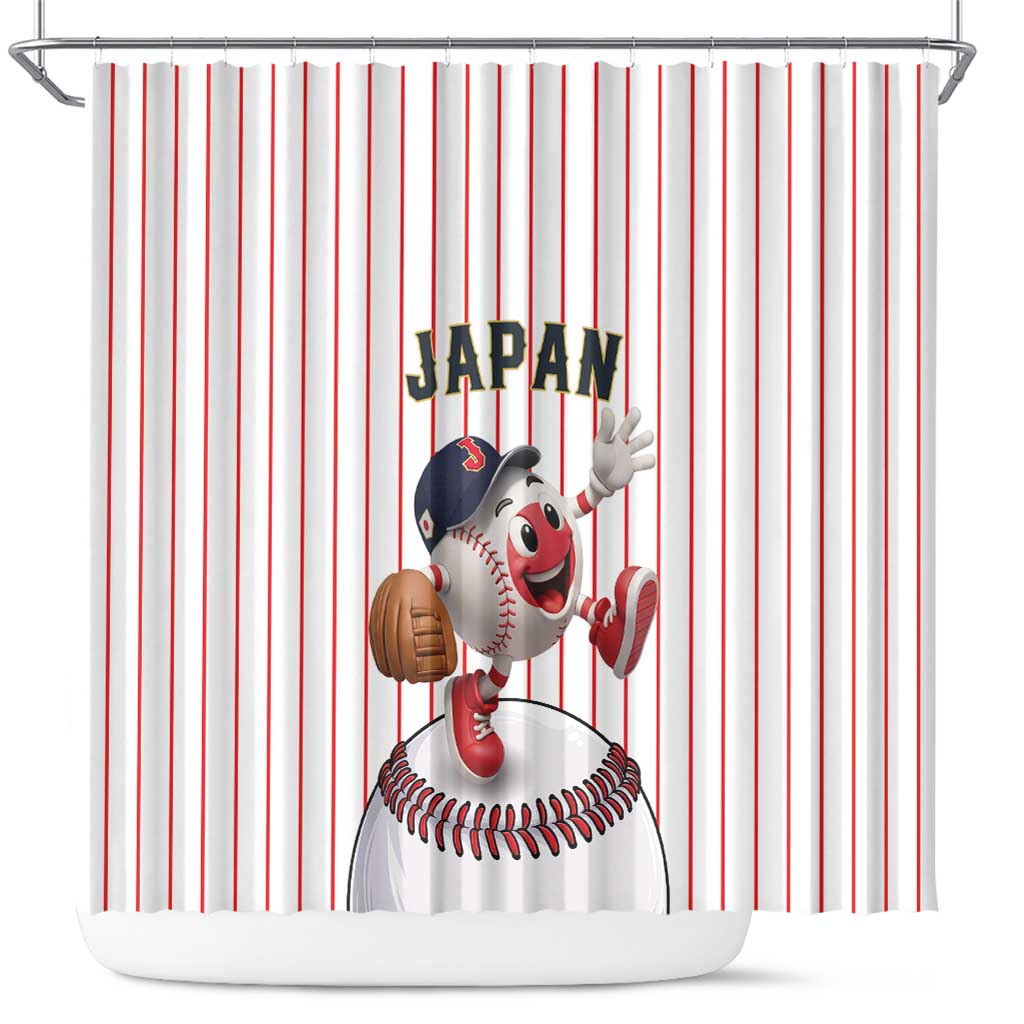 Japan Baseball Shower Curtain Japanese Flag Mascot Design