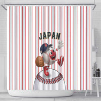 Japan Baseball Shower Curtain Japanese Flag Mascot Design