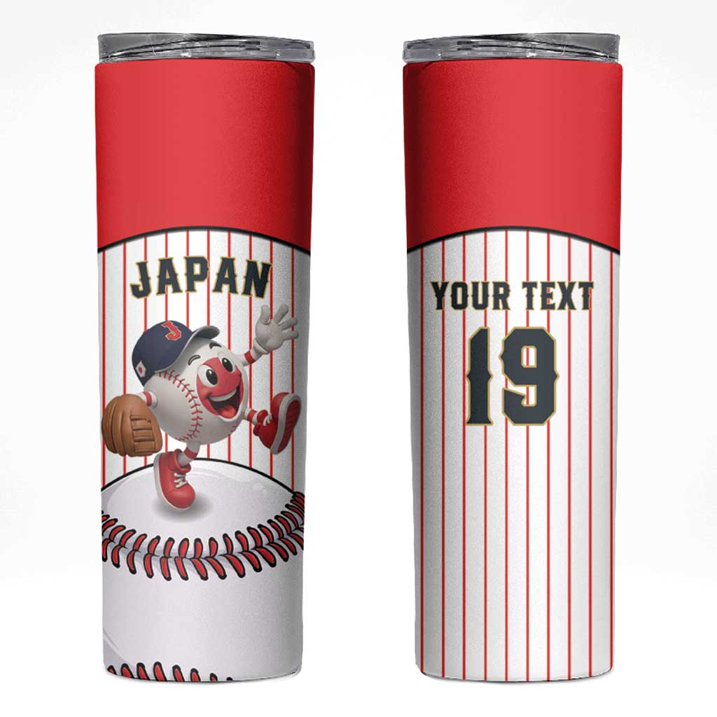 Japan Baseball Custom Skinny Tumbler Japanese Flag Mascot Design