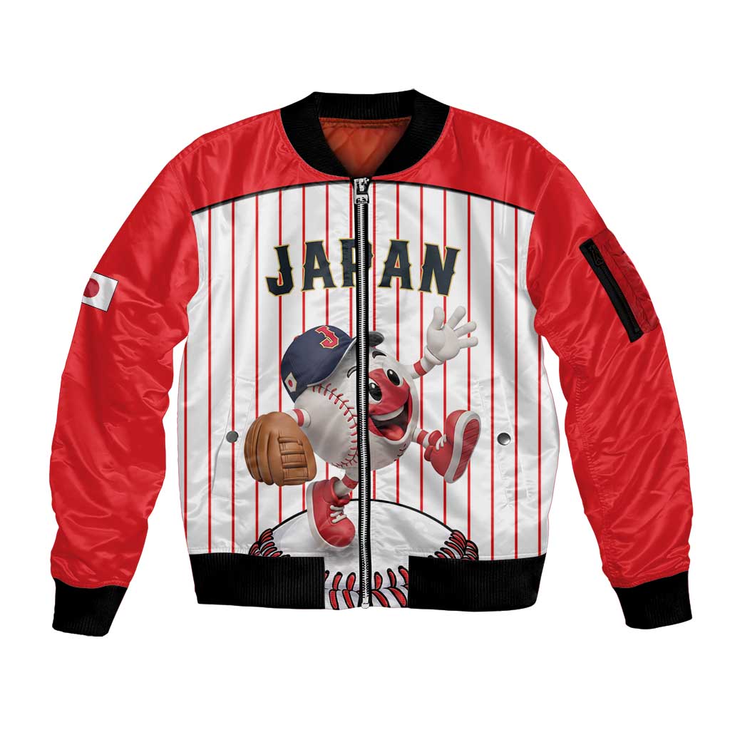 Japan Baseball Custom Sleeve Zip Bomber Jacket Japanese Flag Mascot Design