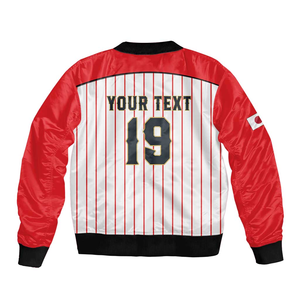 Japan Baseball Custom Sleeve Zip Bomber Jacket Japanese Flag Mascot Design
