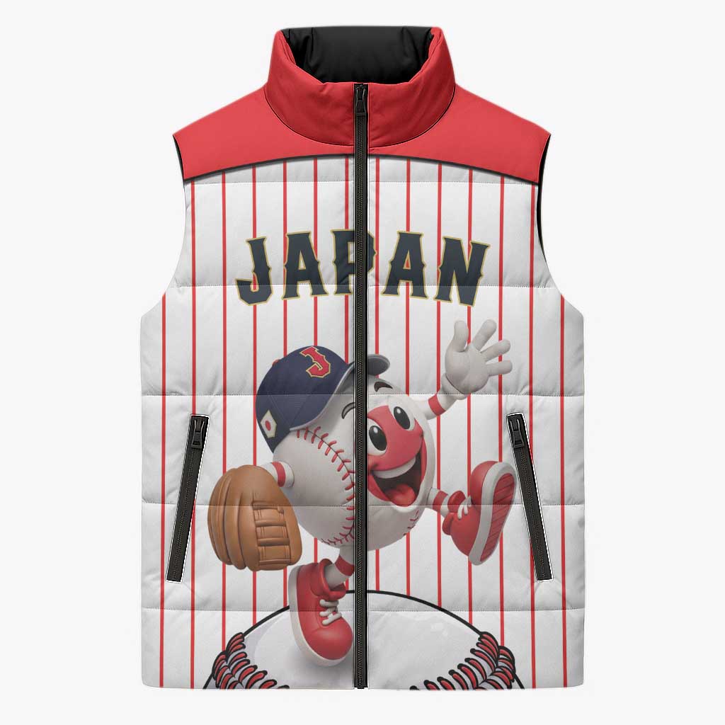Japan Baseball Custom Sleeveless Puffer Jacket Japanese Flag Mascot Design