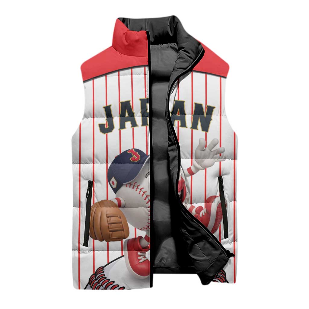 Japan Baseball Custom Sleeveless Puffer Jacket Japanese Flag Mascot Design