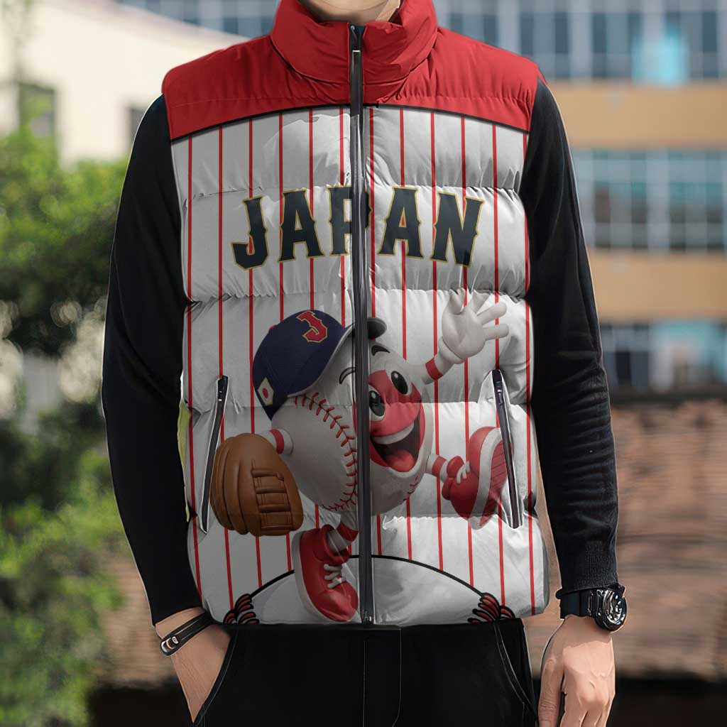 Japan Baseball Custom Sleeveless Puffer Jacket Japanese Flag Mascot Design