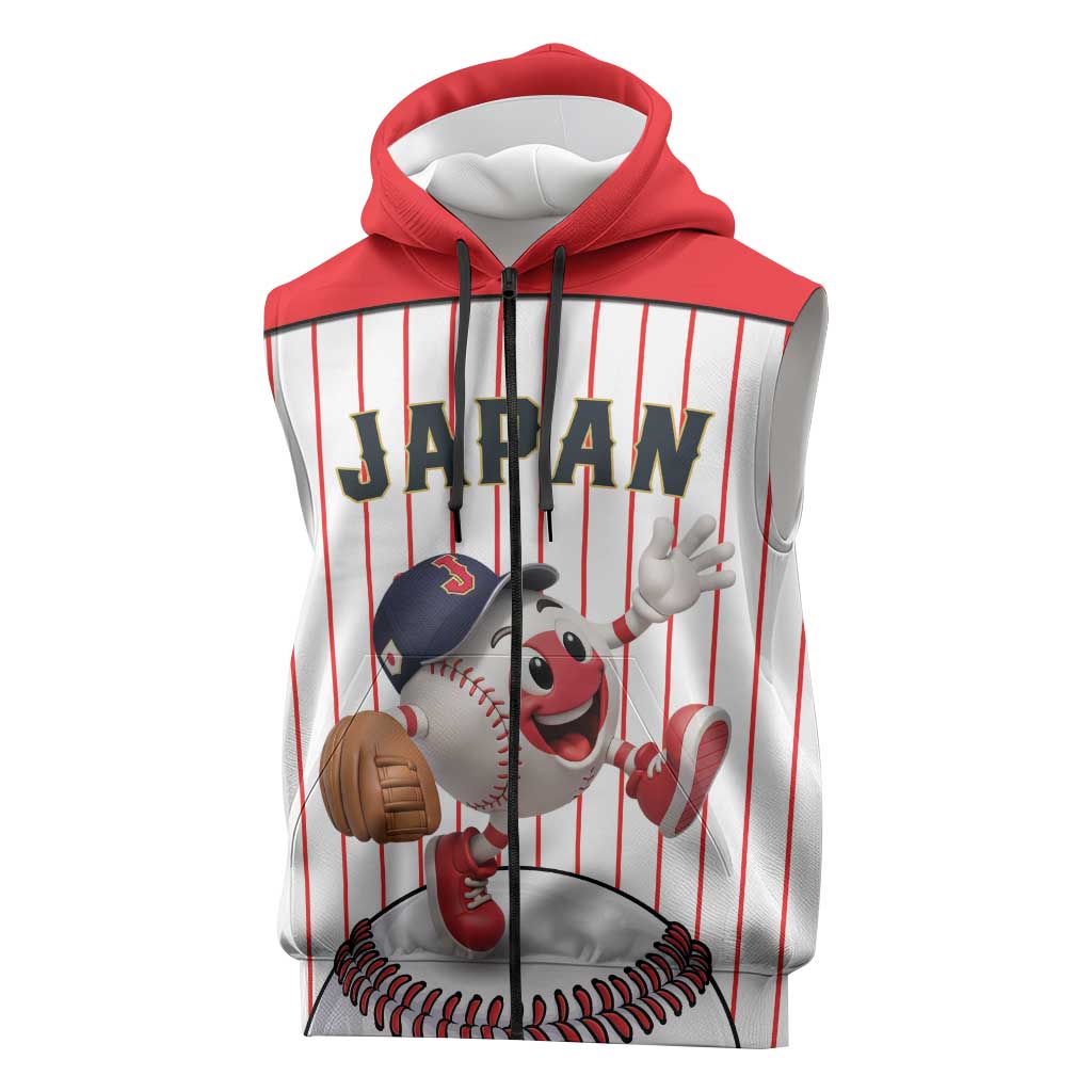 Japan Baseball Custom Sleeveless Zip Hoodie Japanese Flag Mascot Design