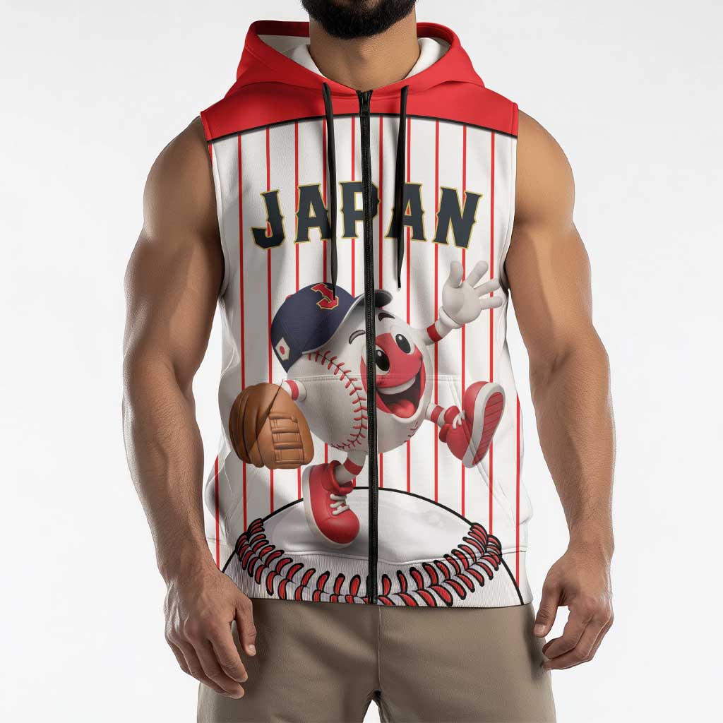 Japan Baseball Custom Sleeveless Zip Hoodie Japanese Flag Mascot Design