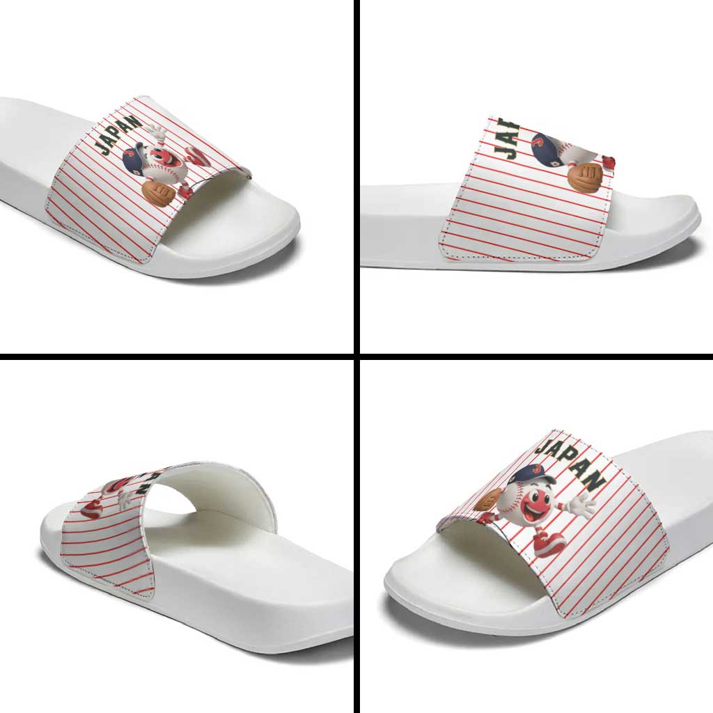 Japan Baseball Slide Sandals Japanese Flag Mascot Design