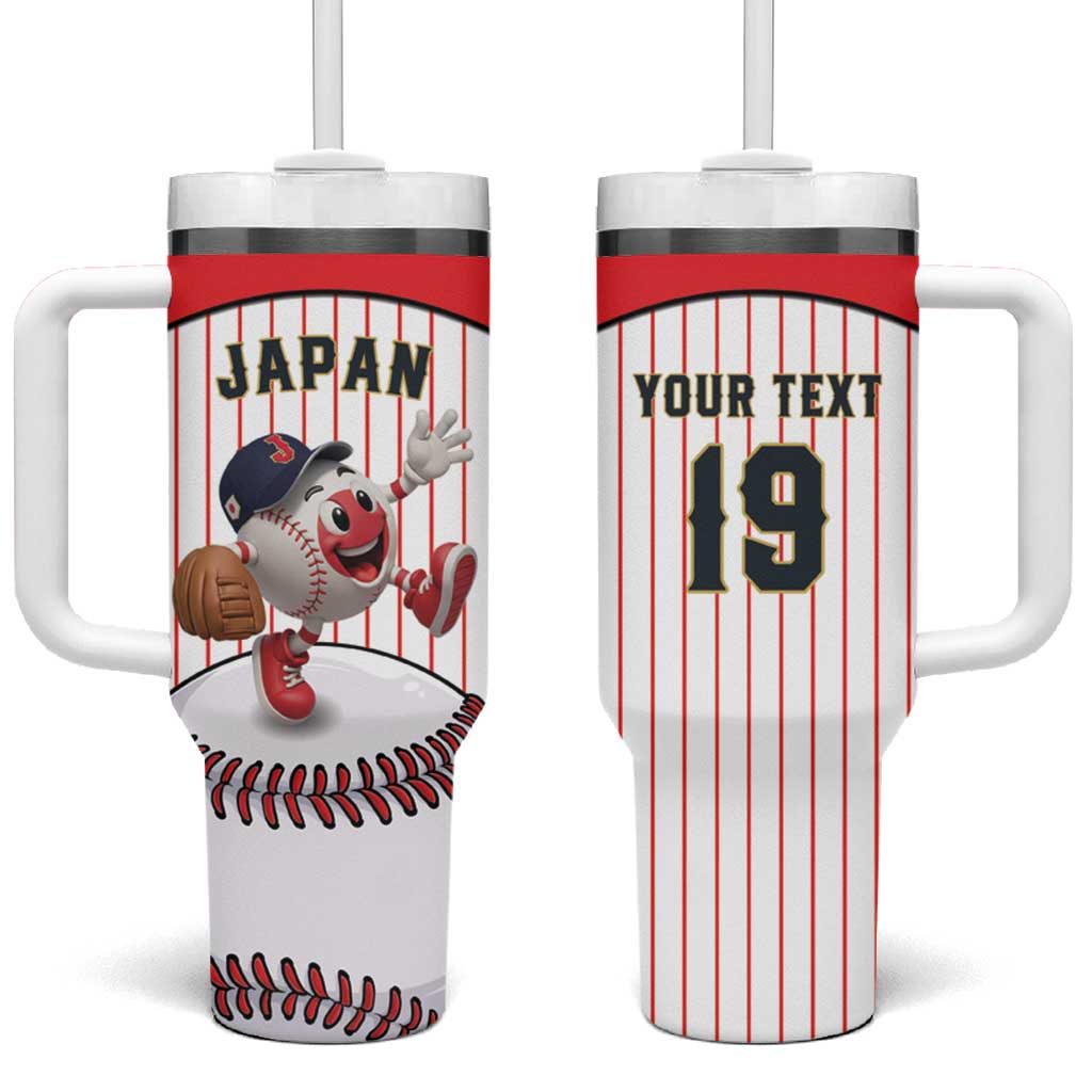 Japan Baseball Custom Tumbler With Handle Japanese Flag Mascot Design