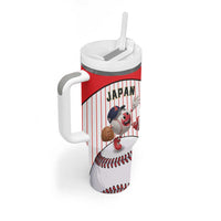 Japan Baseball Custom Tumbler With Handle Japanese Flag Mascot Design