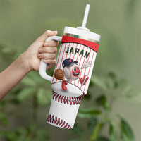 Japan Baseball Custom Tumbler With Handle Japanese Flag Mascot Design
