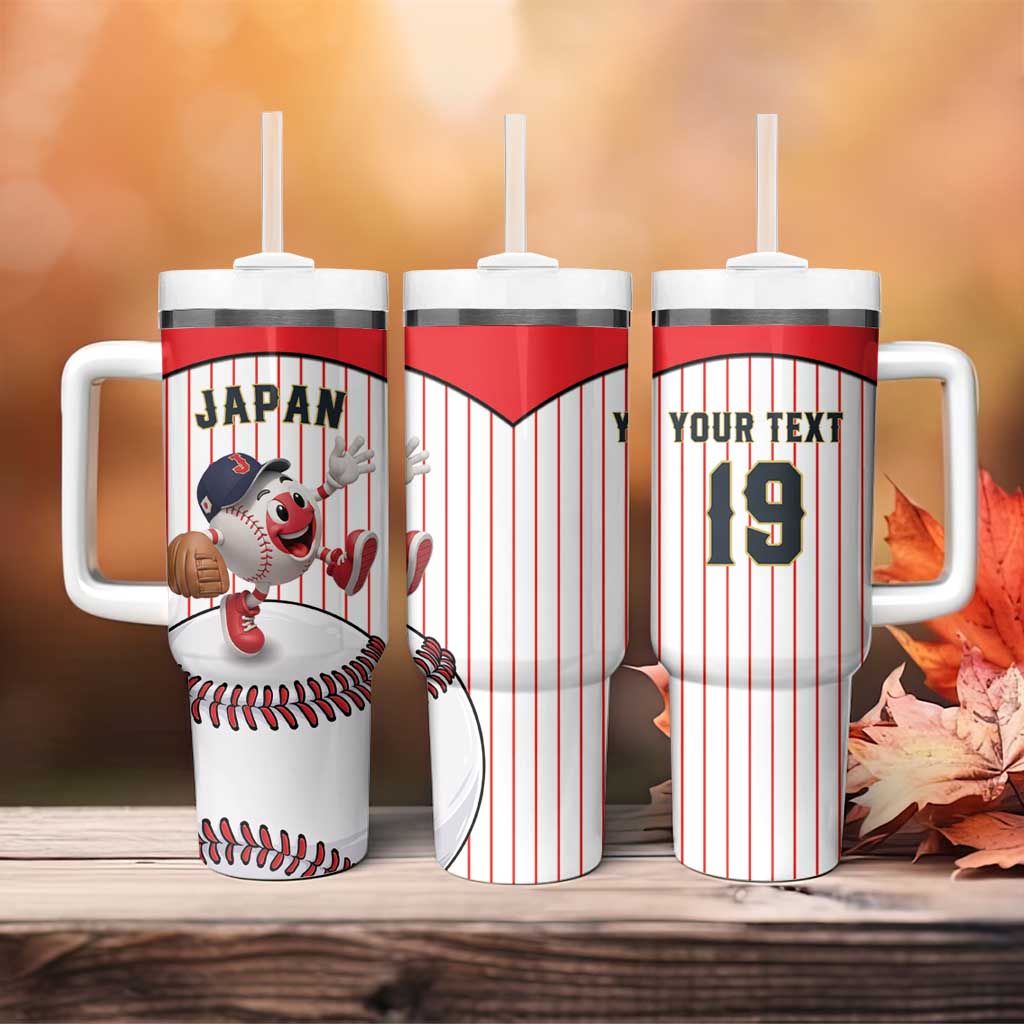 Japan Baseball Custom Tumbler With Handle Japanese Flag Mascot Design