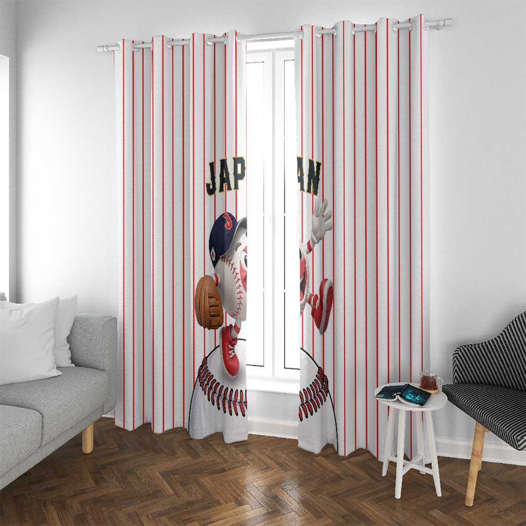 Japan Baseball Window Curtain Japanese Flag Mascot Design