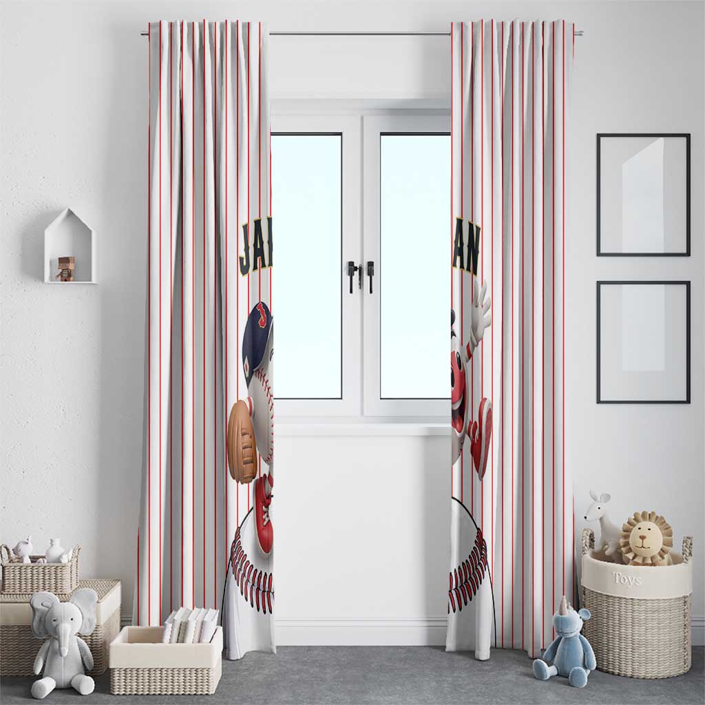 Japan Baseball Window Curtain Japanese Flag Mascot Design