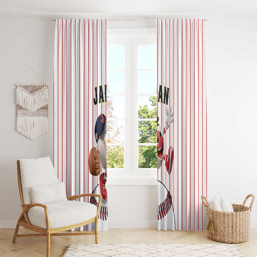 Japan Baseball Window Curtain Japanese Flag Mascot Design