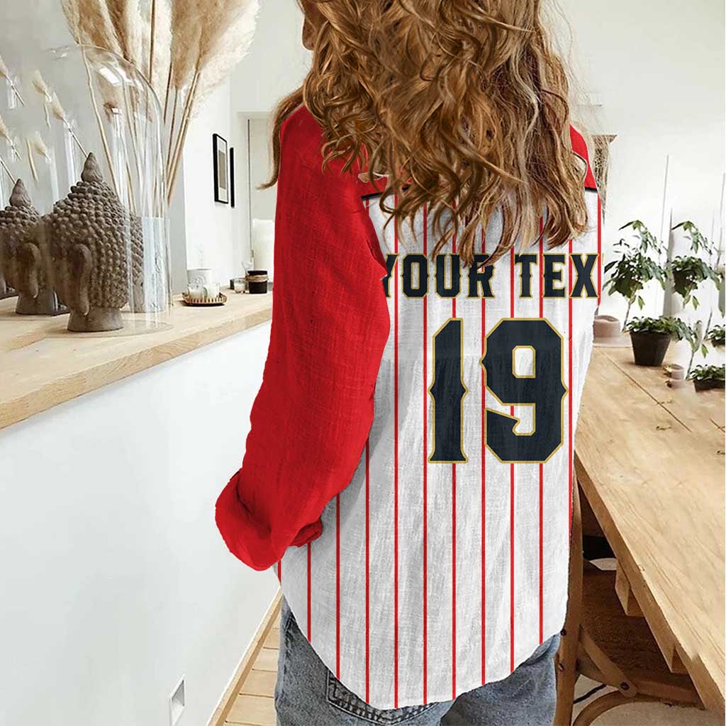 Japan Baseball Custom Women Casual Shirt Japanese Flag Mascot Design
