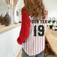 Japan Baseball Custom Women Casual Shirt Japanese Flag Mascot Design