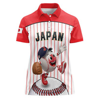 Japan Baseball Custom Women Polo Shirt Japanese Flag Mascot Design