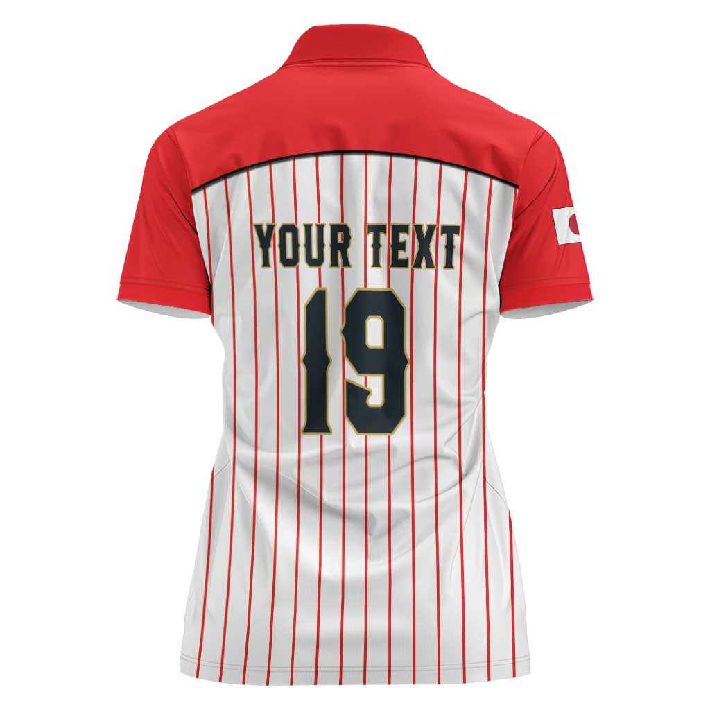 Japan Baseball Custom Women Polo Shirt Japanese Flag Mascot Design