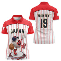 Japan Baseball Custom Women Polo Shirt Japanese Flag Mascot Design